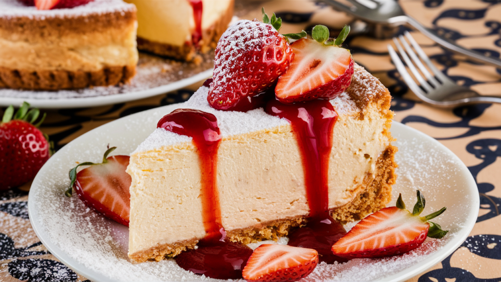 A cheesecake is a beloved dessert