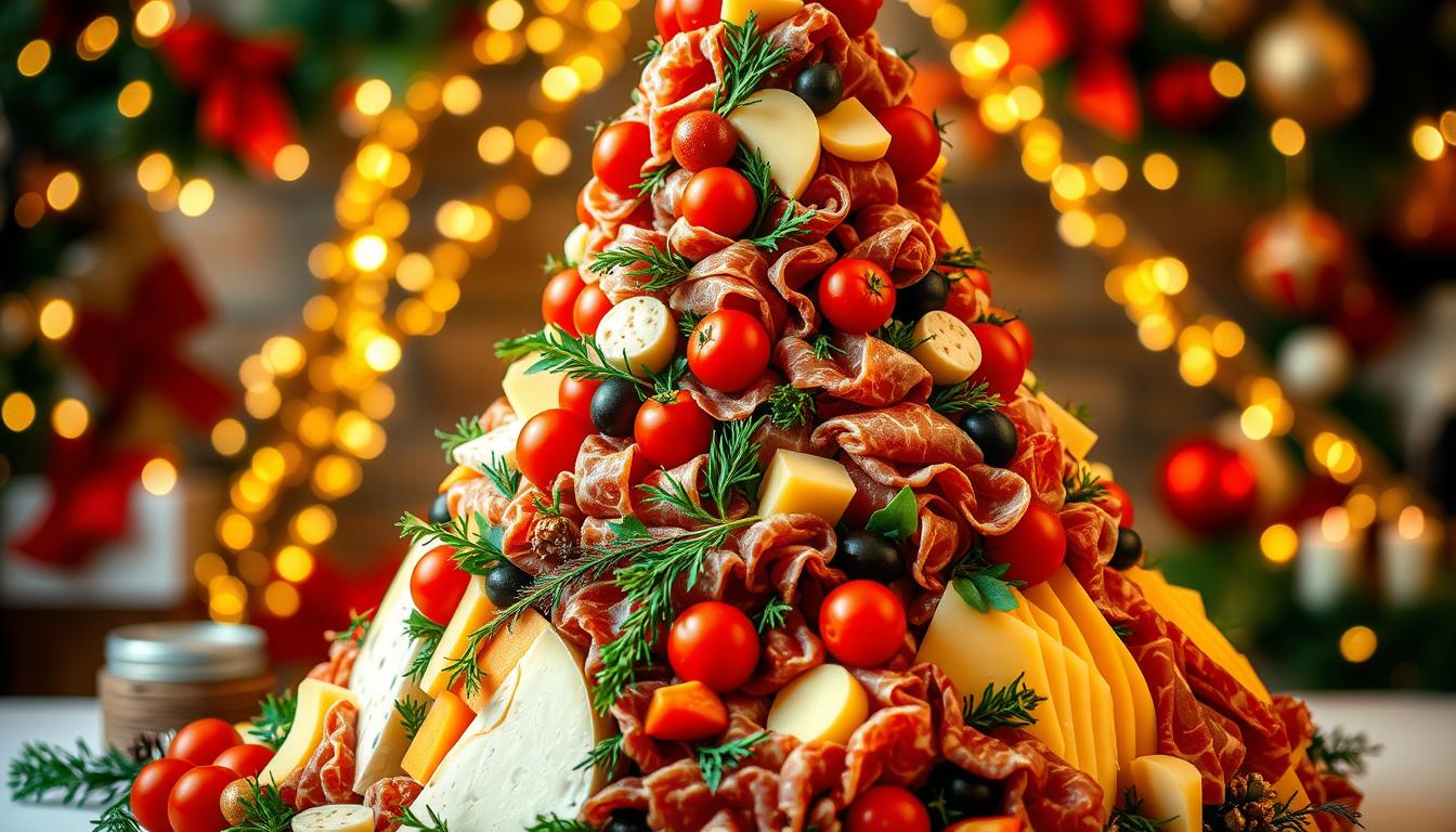 How do you make a meat and cheese Christmas tree?