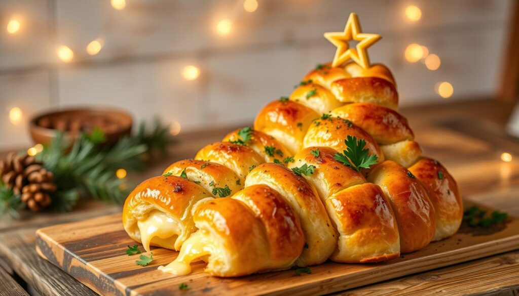 cheesy garlic pull apart bread christmas tree